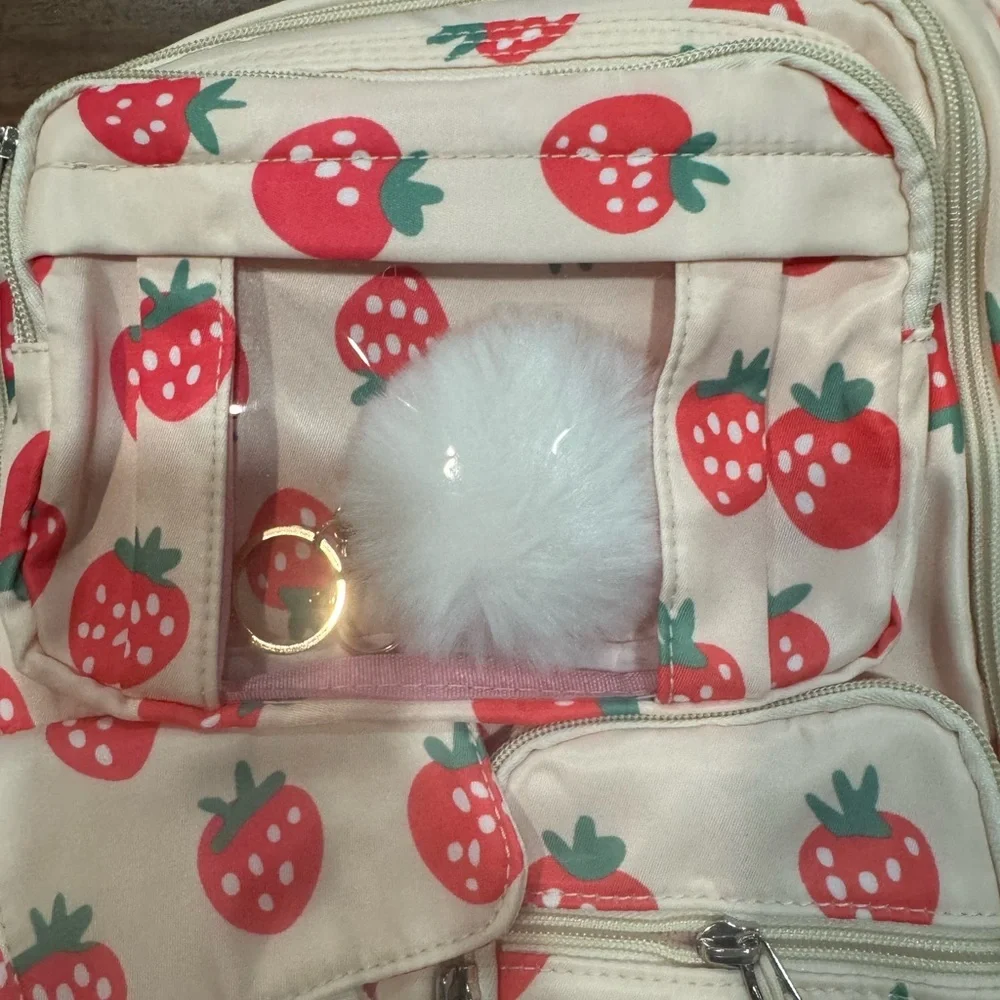 Strawberry print 3-in-1 School Backpack Set, Waterproof Bookbag
